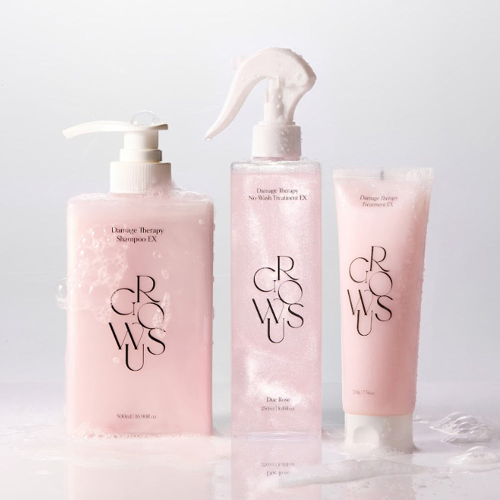GROWUS Damage Therapy Shampoo EX, Treatment EX & No-Wash Treatment EX Set - Korean hair care set