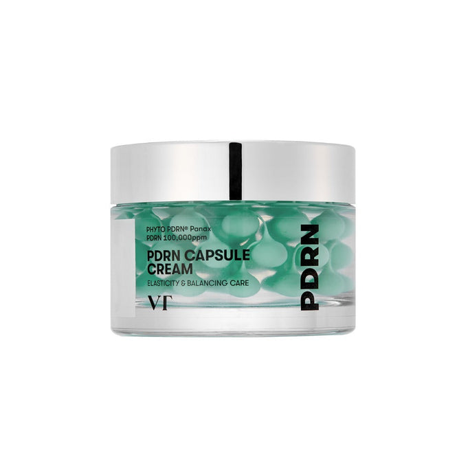 VT COSMETICS PDRN Capsule Cream 100 - 50ml jar showing green capsules for skincare.
