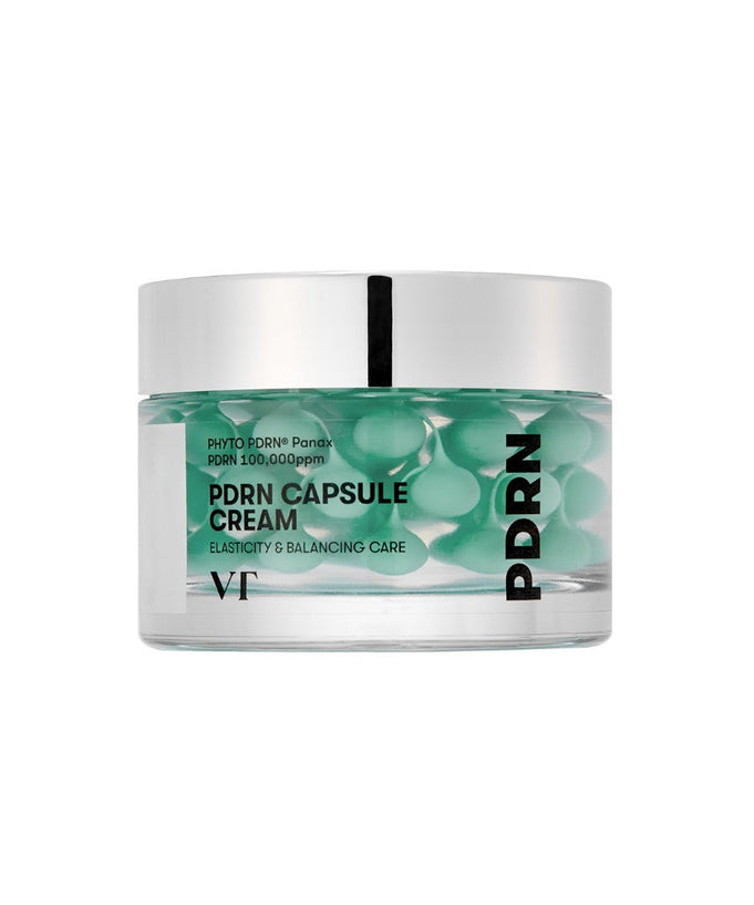 VT COSMETICS PDRN Capsule Cream 100 - 50ml jar showing green capsules for skincare.