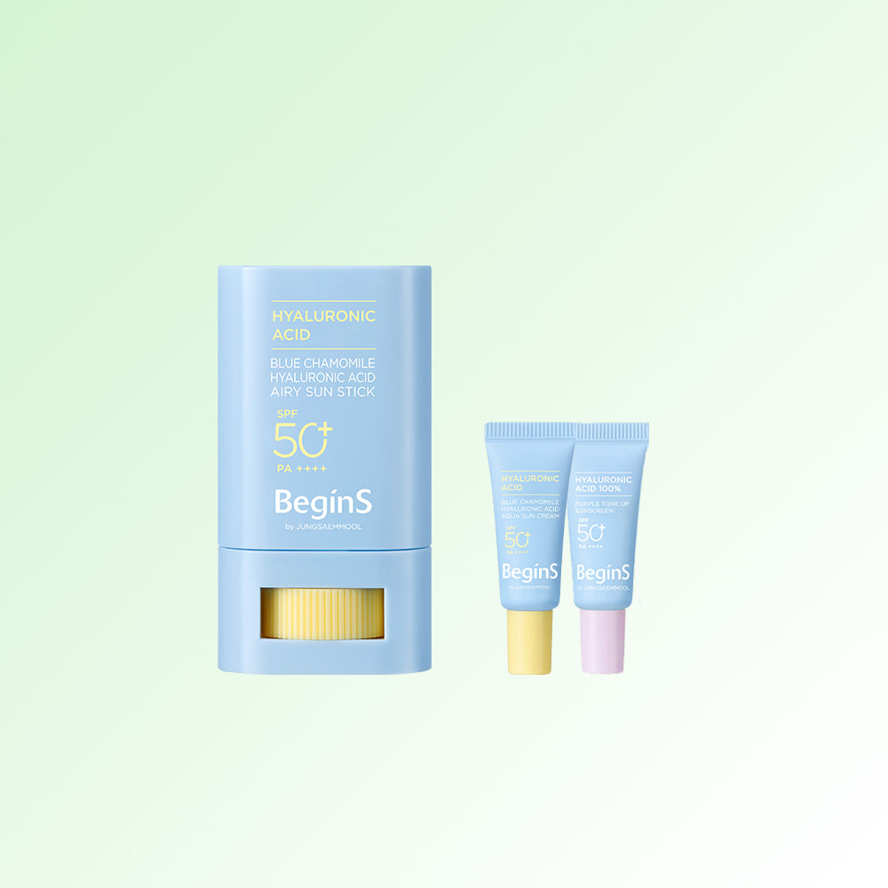JUNG SAEM MOOL BeginS Blue Chamomile Hyaluronic Acid Airy Sun Stick - Korean sun stick