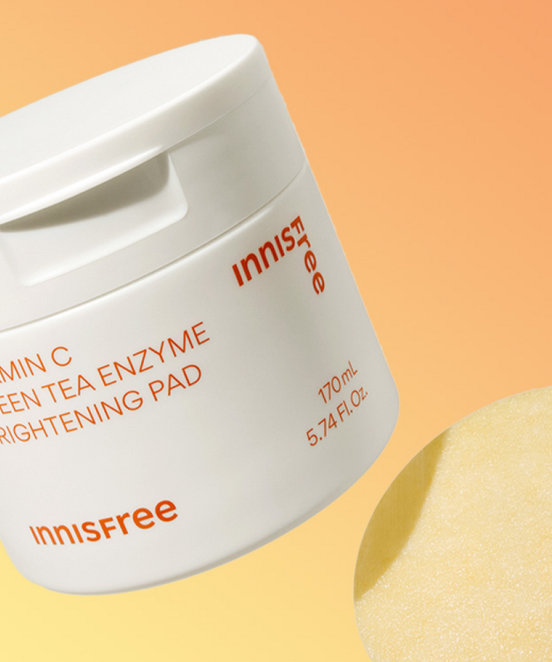 INNISFREE Vitamin C Green Tea Enzyme Brightening Pad 60p 170ml for skincare with vitamin C and green tea benefits