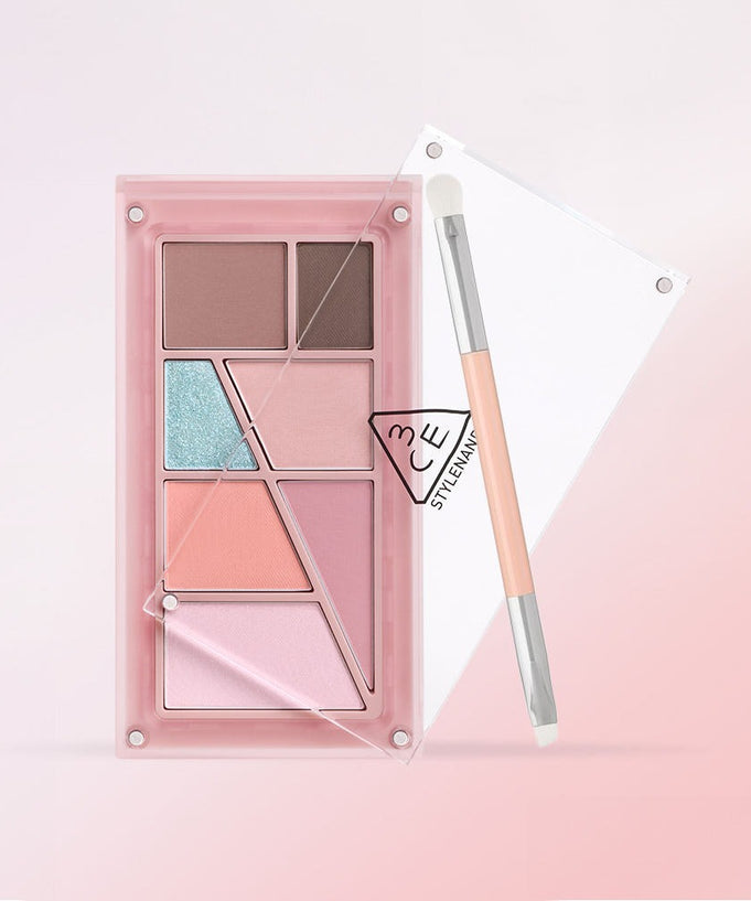 3CE Layer It All Eye Palette 7.5g with pastel eyeshadow shades and brush