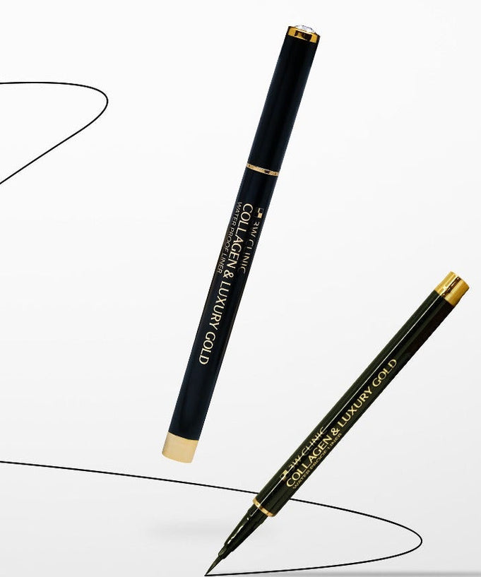 Image of 3W CLINIC Collagen & Luxury Gold Waterproof Liner 0.8g featuring its sleek design and golden accents.
