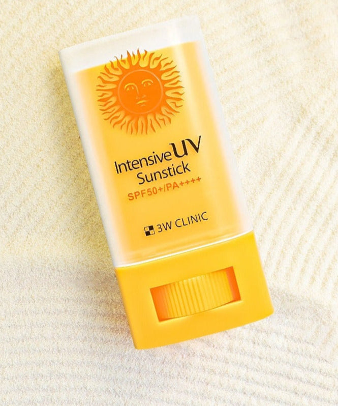 3W CLINIC Intensive UV Sun Sticks 20g on a textured surface