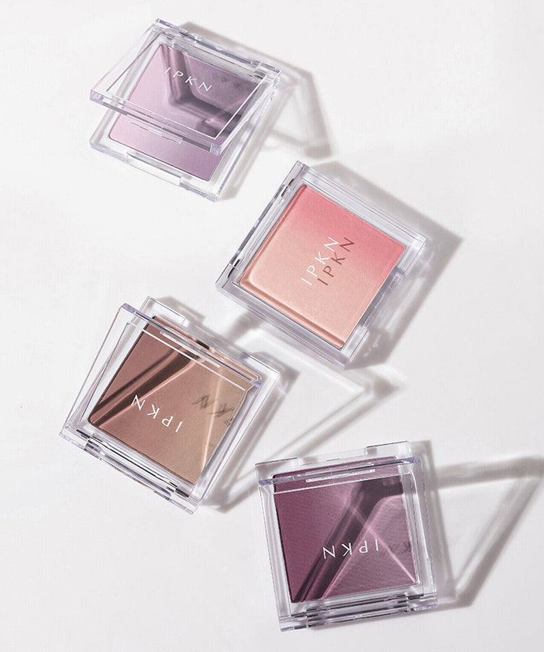 IPKN Personal Mood Layering Blusher 9.5g in four shades, showcasing elegant packaging and vibrant colors.