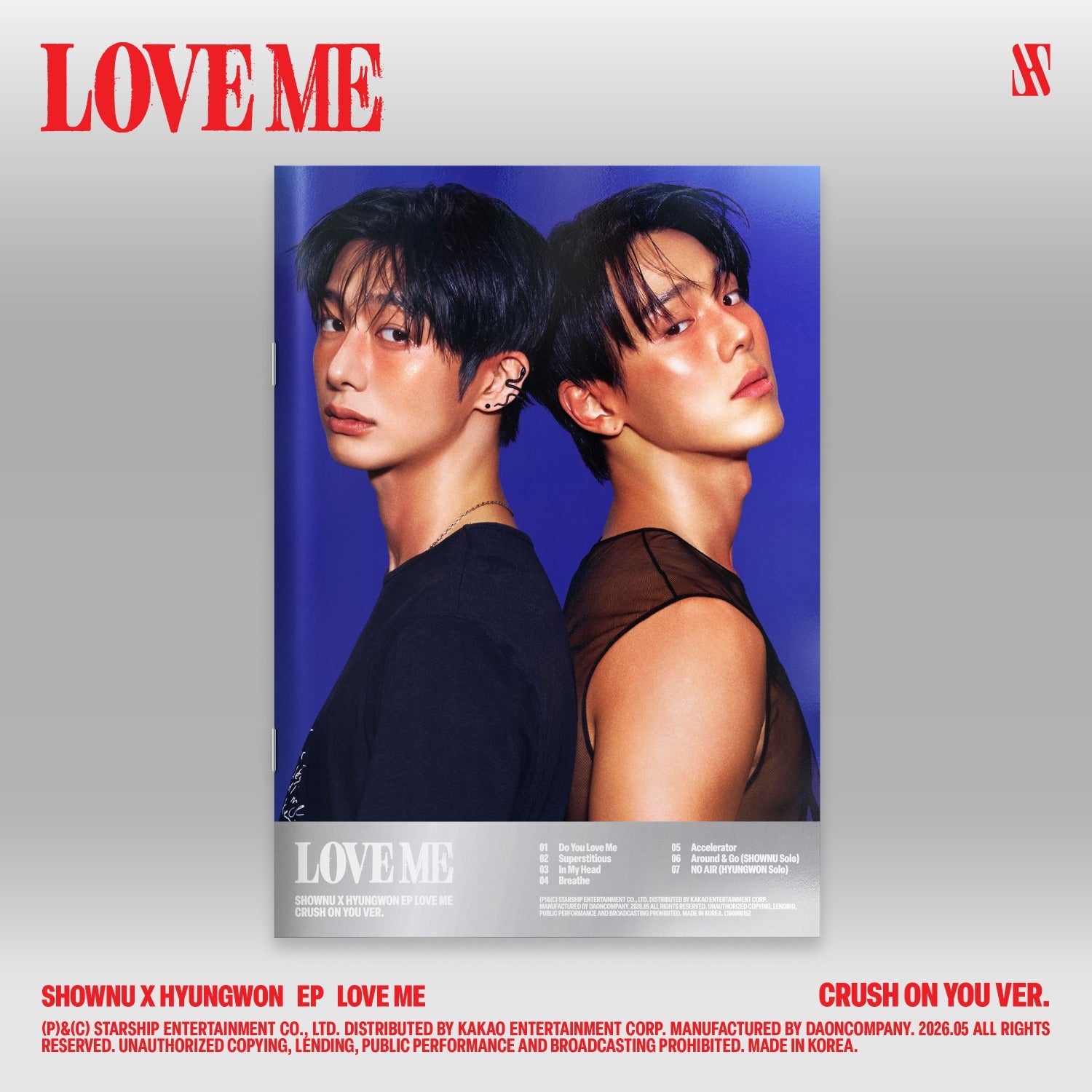 SHOWNU X HYUNGWON LOVE ME サノク kit SHOWNU X HYUNGWON - EP [LOVE ME] (CRUSH ON YOU VER.) - – Kool Seoul