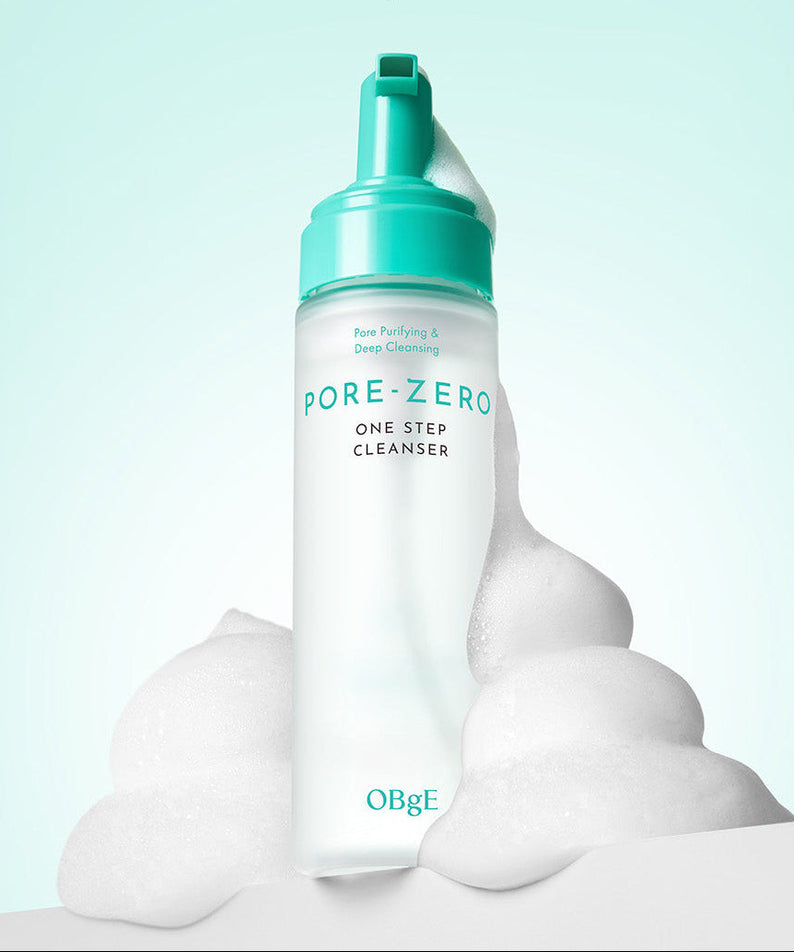OBGE Pore Zero One-Step Cleanser 200ml bottle with foamy mousse, Korean men’s skincare by Gentleman Korea
