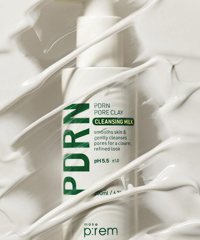MAKE P:REM PDRN Pore Clay Cleansing Milk 500ml product image with creamy texture