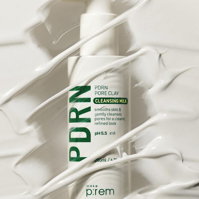MAKE P:REM PDRN Pore Clay Cleansing Milk 500ml product image with creamy texture