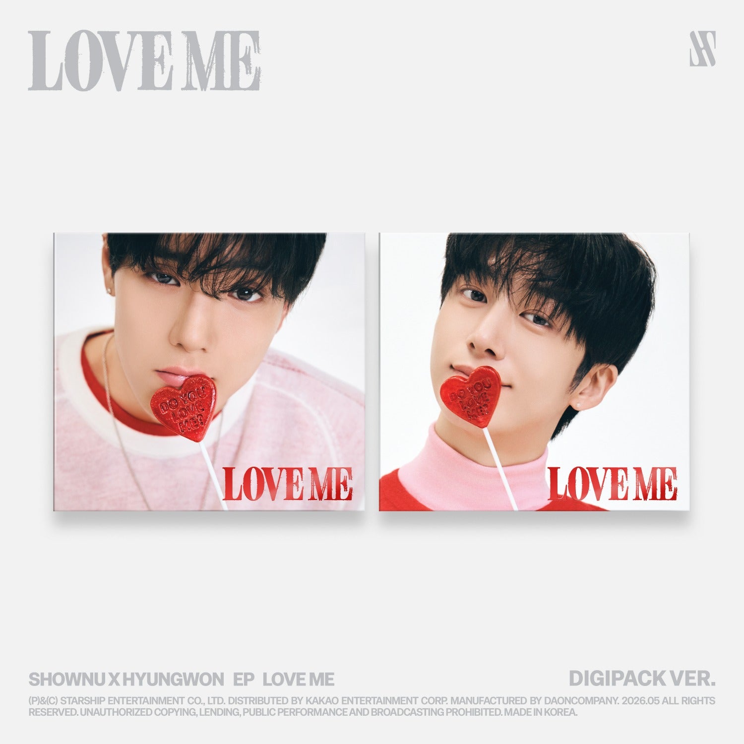 SHOWNU X HYUNGWON - EP [LOVE ME] (DIGIPACK VER.) (SHOWNU VER. / HYUNGWON VER.) (Limited) (Random 1 of 2) - Kpop Album Koolseoul