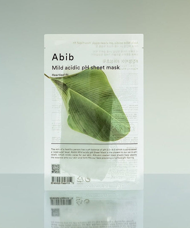 ABIB Mild Acidic pH Sheet Mask 30ml packaging with leaf design.