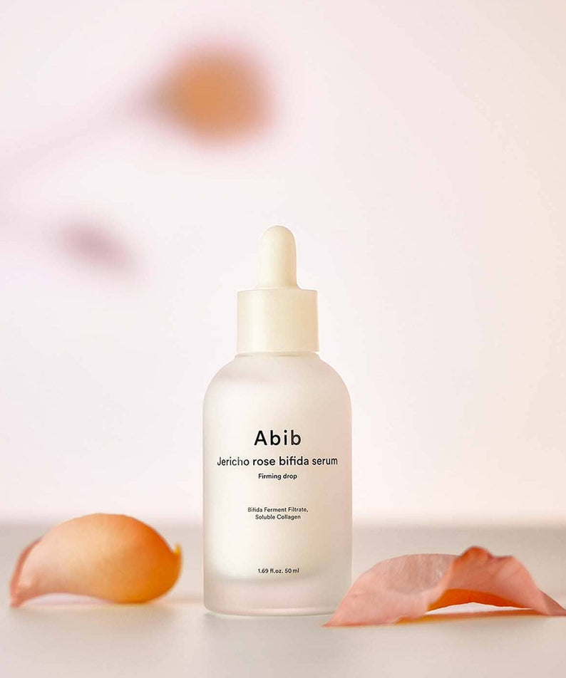 ABIB Resurrection Bifida Serum Firming Drops 50ml product image with petals in background