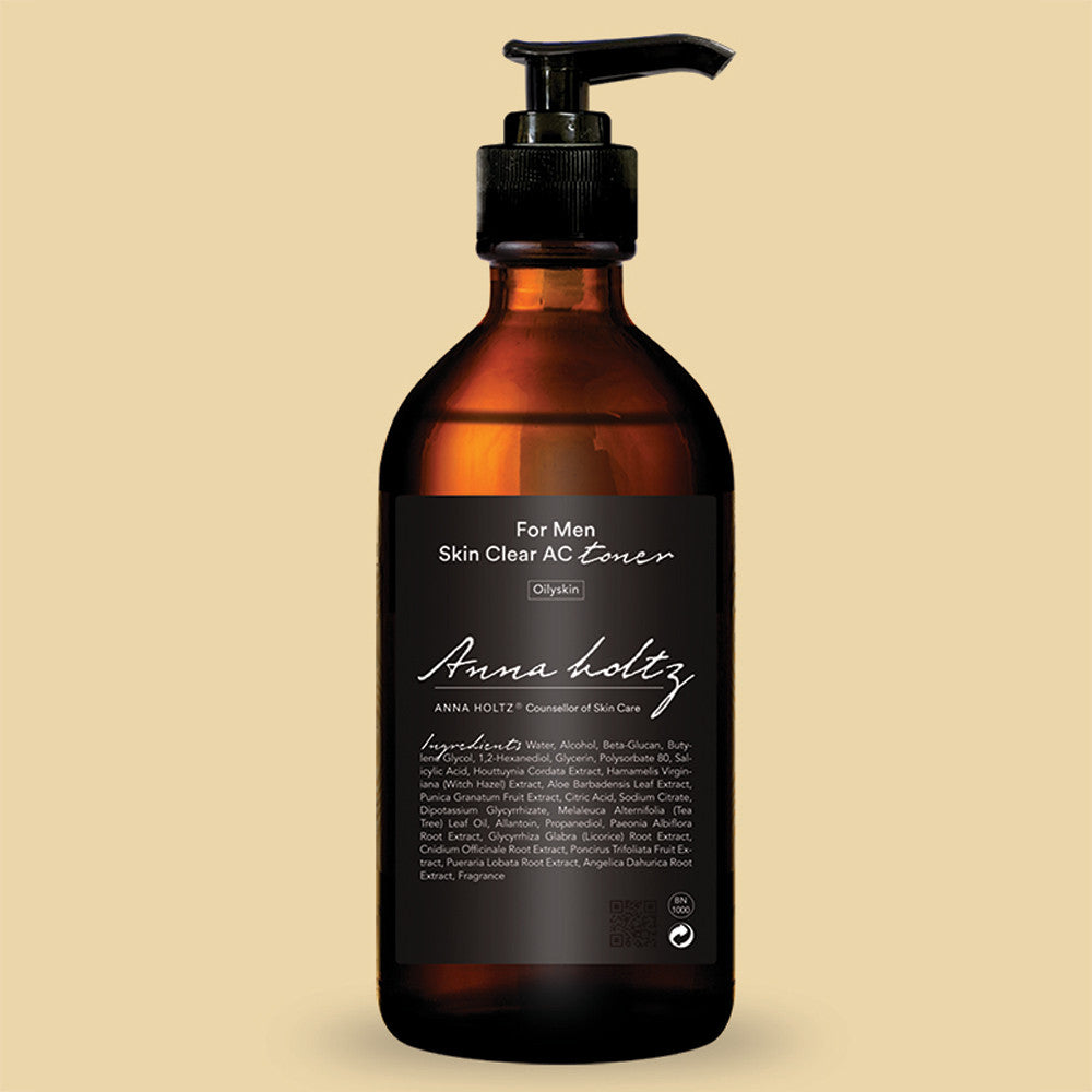 ANNA HOLTZ For Men Homme Men's Skin Clear Toner Large Capacity 300ml - Gentleman Korea brown pump bottle for men's skincare