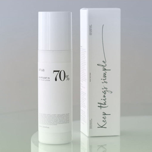 ANUA Heartleaf 70% Daily Relief Lotion 200ml with packaging on display.