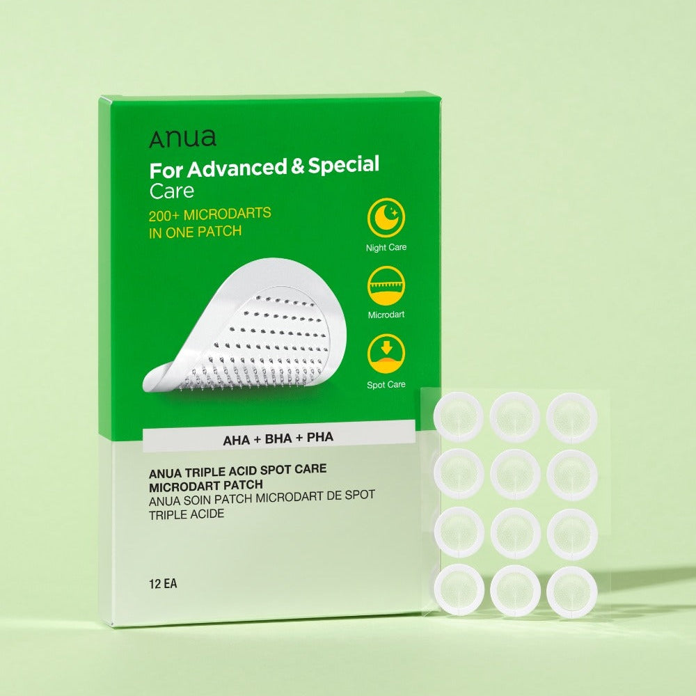 ANUA Triple Acid Spot Care Microdot Patch packaging and patches displayed