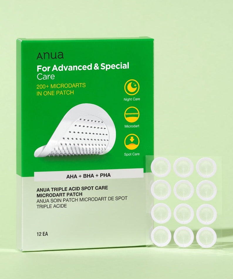 ANUA Triple Acid Spot Care Microdot Patch packaging and patches displayed