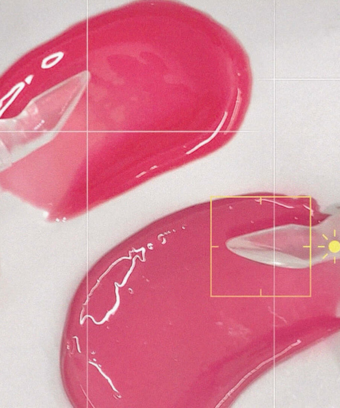 AOU Glowy Chonky Tint Balm in vibrant pink shades, showcasing glossy texture and smooth application