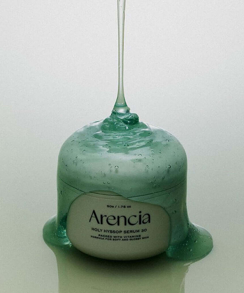 ARENCIA Fresh Holly Hyssop Serum 30 50g beauty product with green gel texture