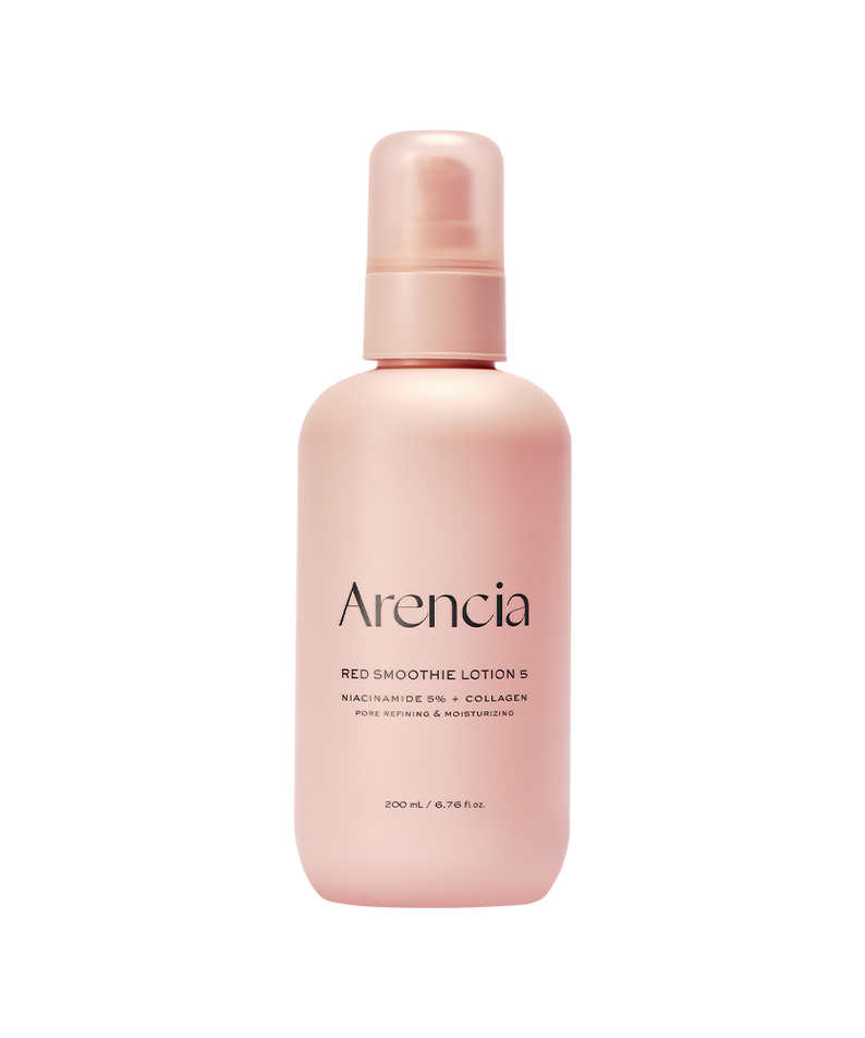 ARENCIA Red Smoothie Lotion 5 200ml in pink bottle for skincare