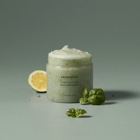 ស្ក្រាប់ AROMATICA Basil &amp; Bergamot Sugar Body Scrub 250g