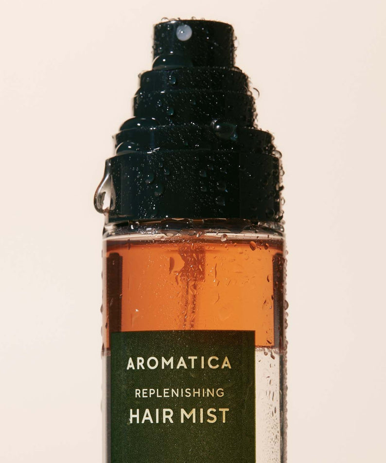 AROMATICA Replenishing Hair Mist Jasmine & Vetiver 100ml bottle close-up