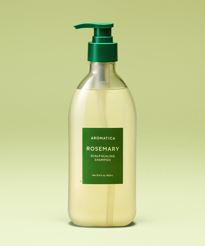 AROMATICA Rosemary Scalp Scaling Shampoo 750ML bottle with green label on a light green background
