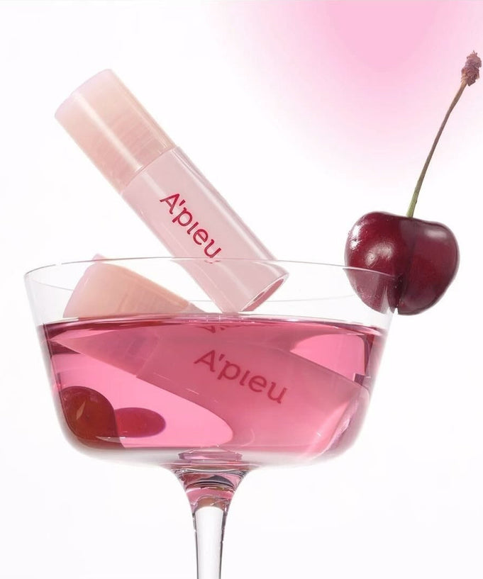 A'PIEU Juicy Pang Bear Cream Blusher Mini in a glass with cherry