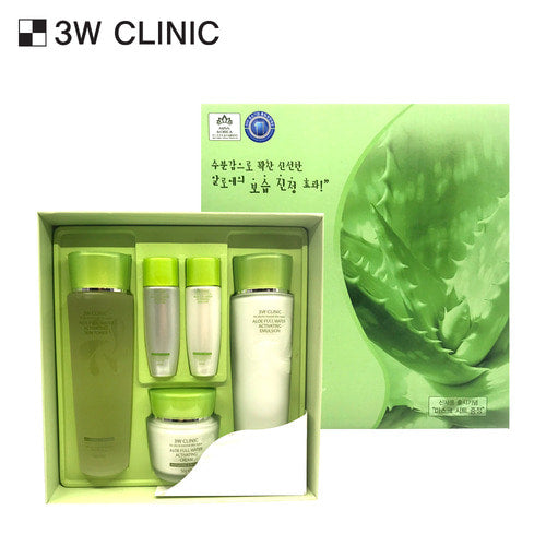 3W CLINIC Aloe Full Water Activating Skin Care 3 Set (Toner+Emulsion+C