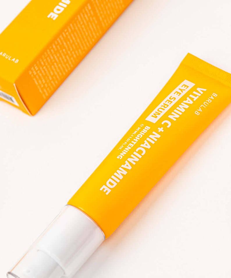 BARULAB Vitamin C Niacinamide Whitening Eye Serum 30ml in bright packaging showcasing skincare benefits.
