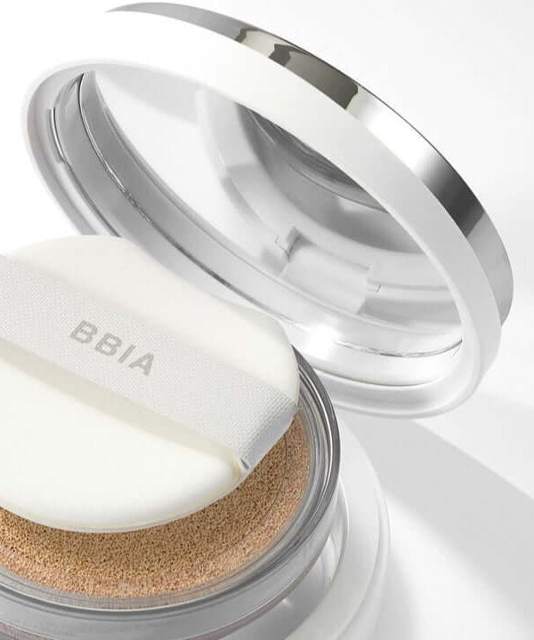 BBIA Eau Glow Cushion in sleek compact design with a soft applicator, perfect for radiant and even makeup application.