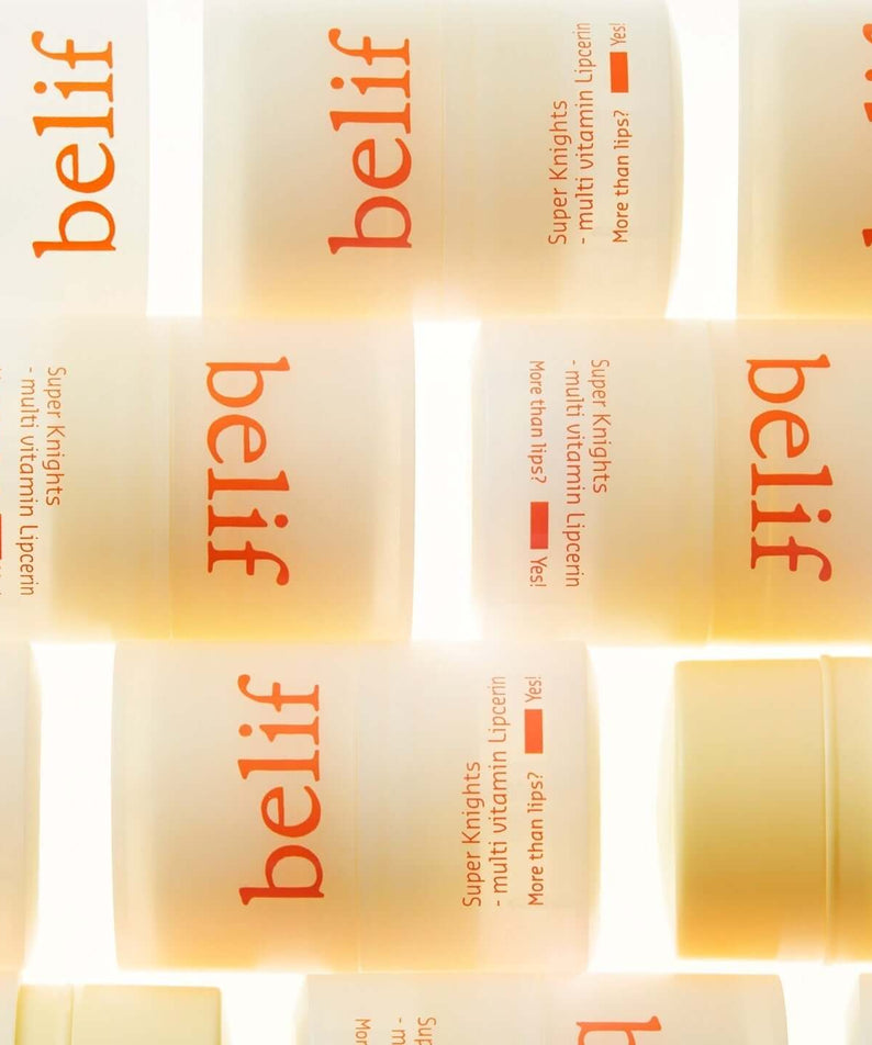 BELIF Super Knight Multi Vitamin Lipcerin displayed in a grid pattern with logo visible.