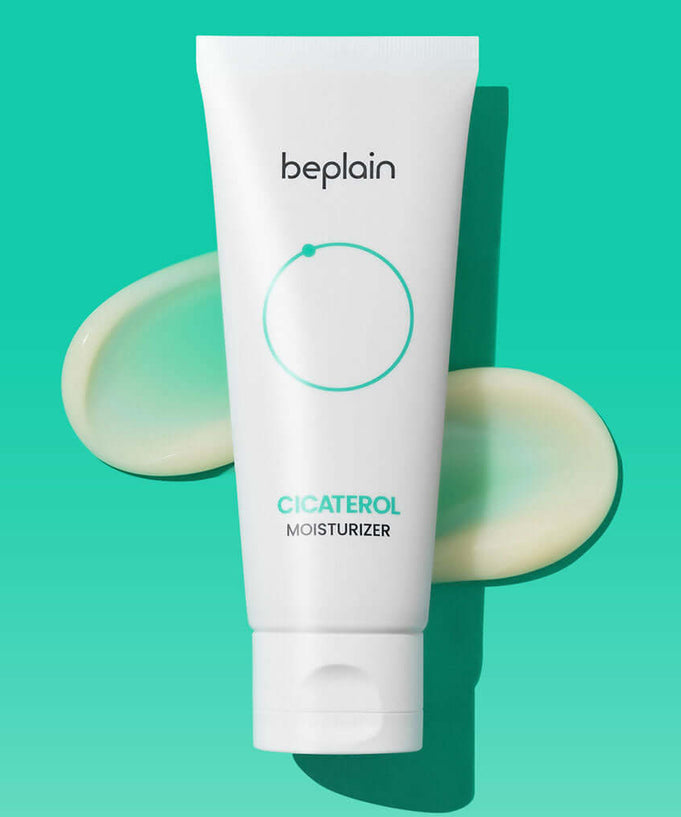 BEPLAIN Cicaterol Cream - moisturizing skincare product for sensitive skin displayed against a teal background