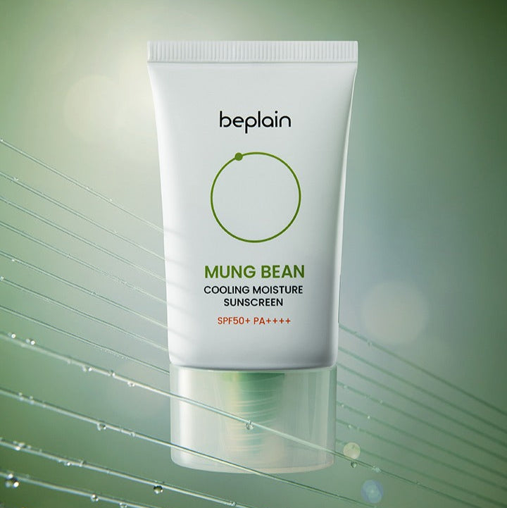 BEPLAIN Green Bean Cooling Moisture Sun Cream 50ml packaging on green background