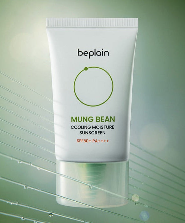 BEPLAIN Green Bean Cooling Moisture Sun Cream 50ml packaging on green background