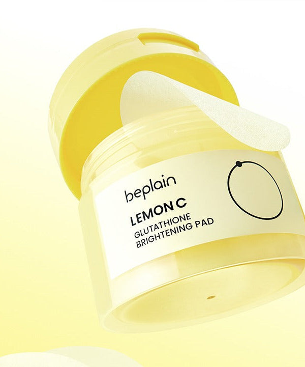 BEPLAIN Lemon Seed Glutathione Whitenning Pads 70 Sheets in open yellow container.