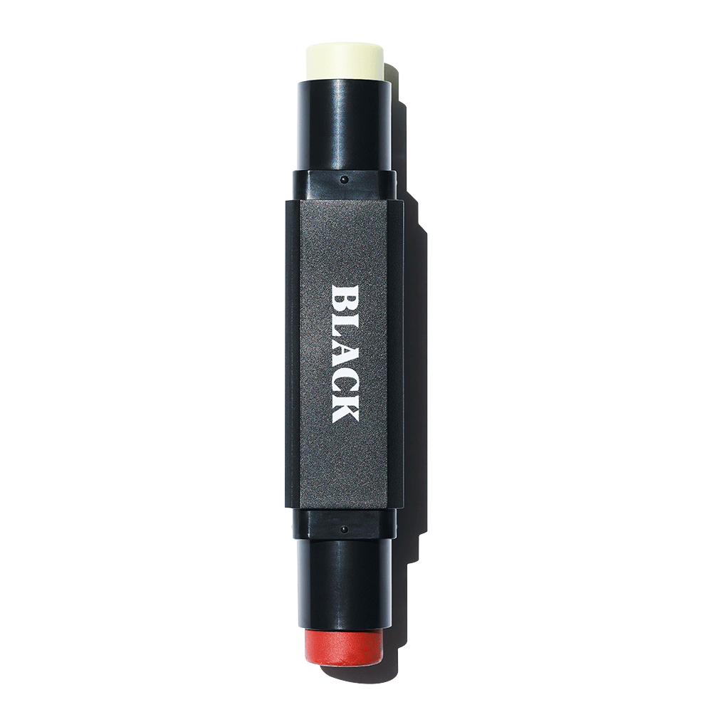 BLACK MONSTER Black Monster Dual Bomb (Black Bomb) dual-ended balm stick for men by Gentleman Korea, black case with white logo and red tip
