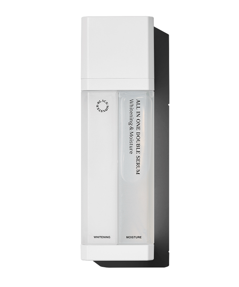 BLACK MONSTER White All-in-One Double Serum 75ml — Gentleman Korea product image showing white dual-chamber serum bottle for men skincare