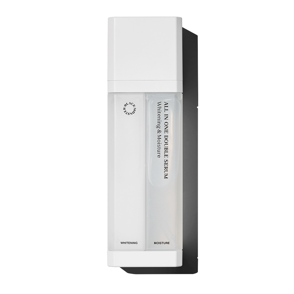 BLACK MONSTER White All-in-One Double Serum 75ml — Gentleman Korea product image showing white dual-chamber serum bottle for men skincare