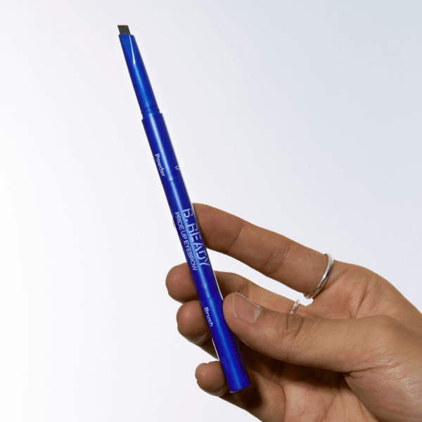 B.READY Pride Up Eyeshadow slim blue pencil held by hand, Gentleman Korea men's makeup for gentlemens grooming