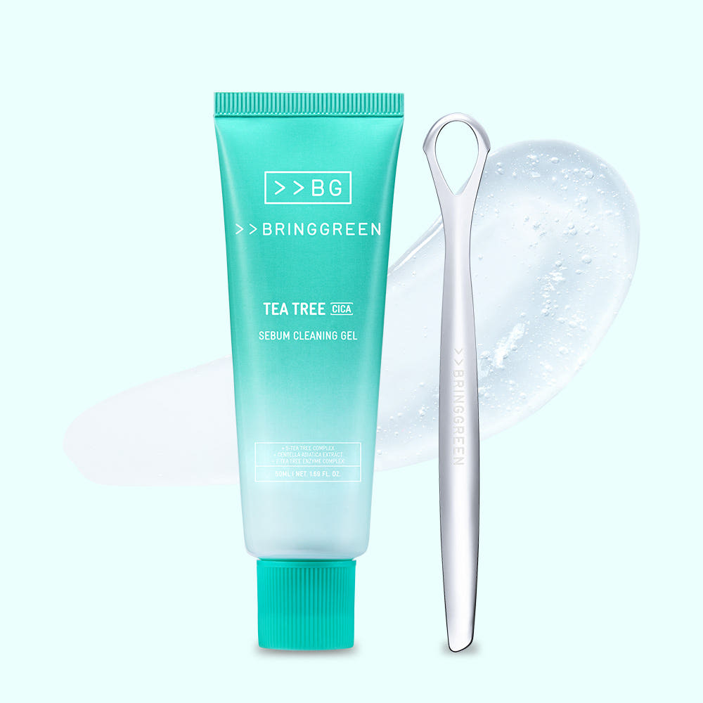 BRINGGREEN Tea Tree Cica Sebum Cleansing Gel 50ml with cleansing tool