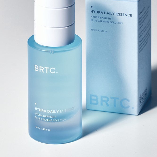 BRTC Hydra Daily Essence 40ml bottle and packaging. Hydrating skincare product for daily use with soothing properties.