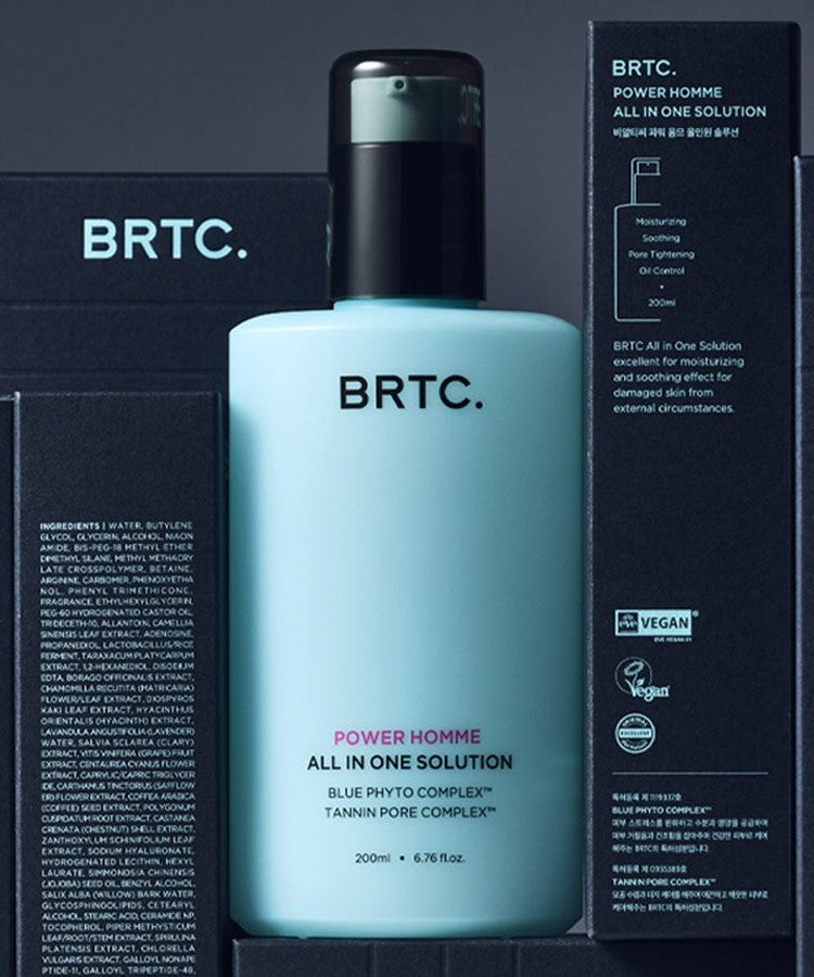 BRTC Power Homme All In One Solution 200ml bottle for men by Gentleman Korea, Korean skincare for gentleman