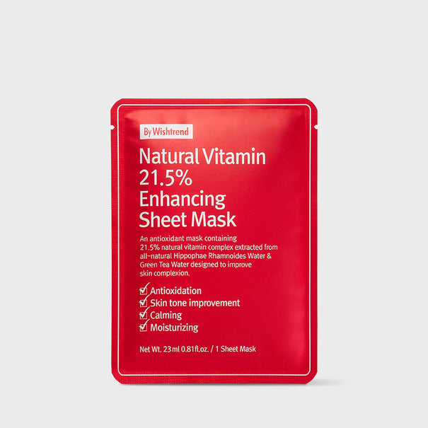 BY WISHTREND Natural Vitamin 21.5 Enhancing Sheet Mask available on Koolseoul.com, your Korean Eshop from Seoul !