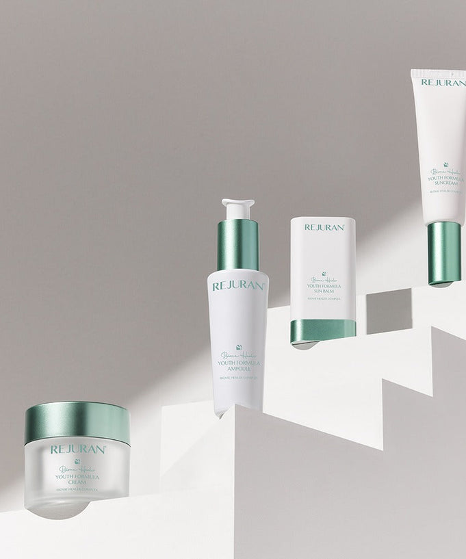 REJURAN Biome Healer Touth Formula Sunscreen 50ml on abstract stair display