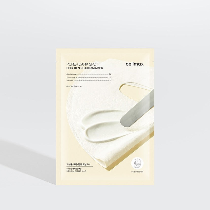 CELIMAX Brightening Pore Blemish Cream Wrapping Mask 1 Sheets in packaging, effective for dark spots and pore care.