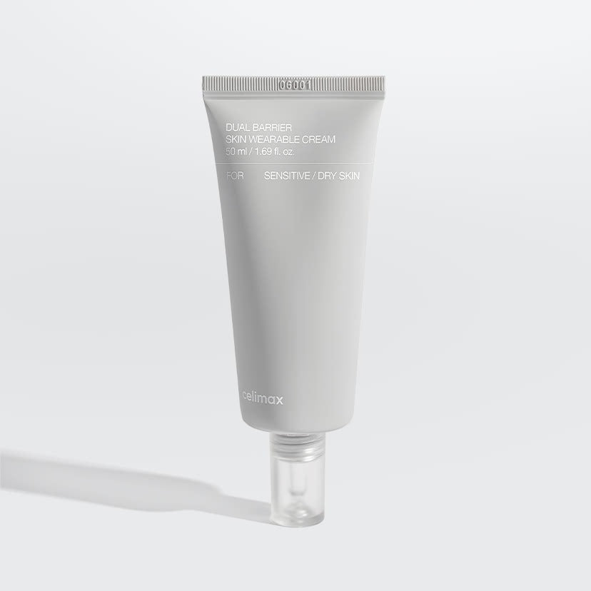 CELIMAX Dual Barrier Skin Wearable Cream 50ml tube for sensitive dry skin against white background