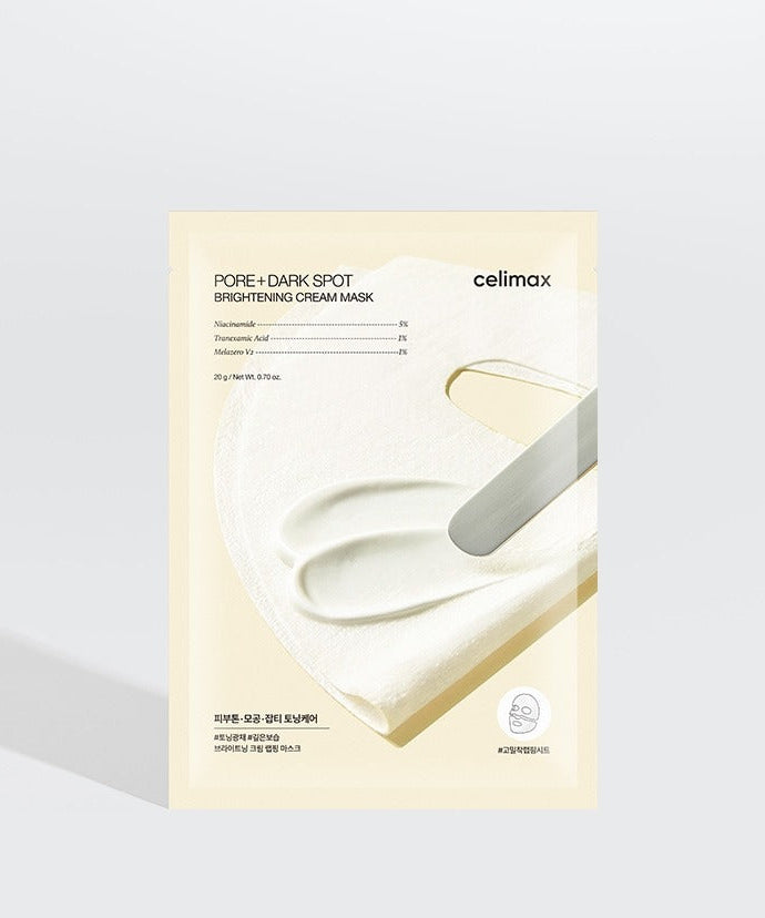 CELIMAX Brightening Pore Blemish Cream Wrapping Mask 1 Sheets in packaging, effective for dark spots and pore care.