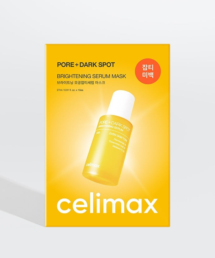 CELIMAX Brightening Pore Blemish Serum Mask 10 sheets packaging.