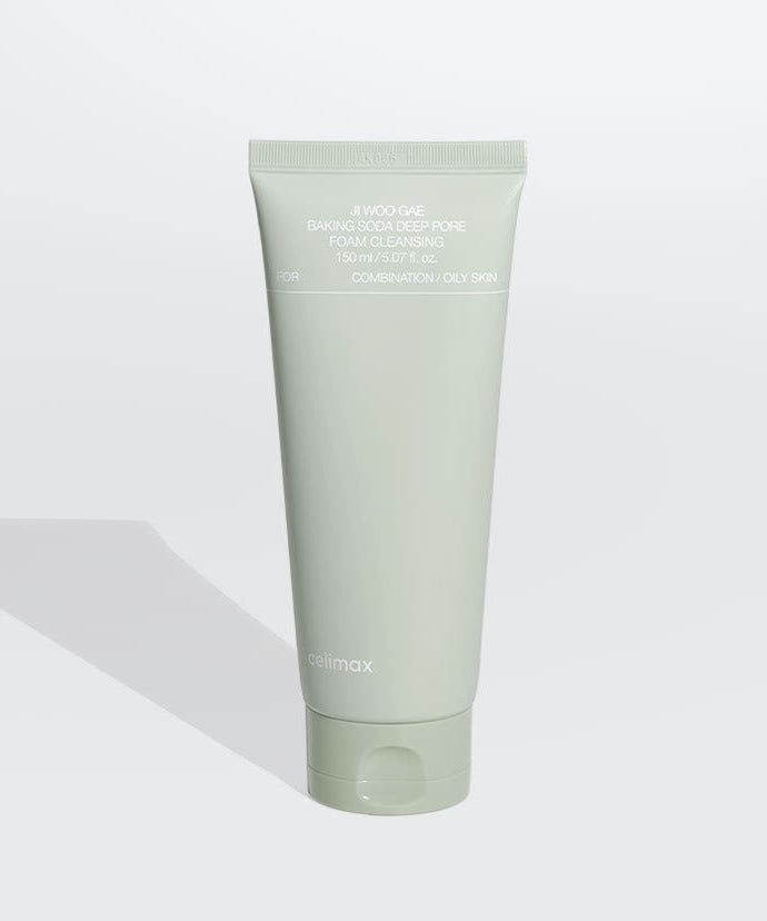 CELIMAX Ji Woo Gae Baking Soda Deep Pore Foam Cleansing 150ml tube on white background