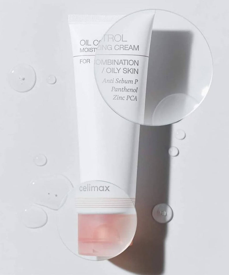 CELIMAX Oil Control Moisturizing Cream 80ml tube for combination and oily skin with anti sebum properties and zinc PCA